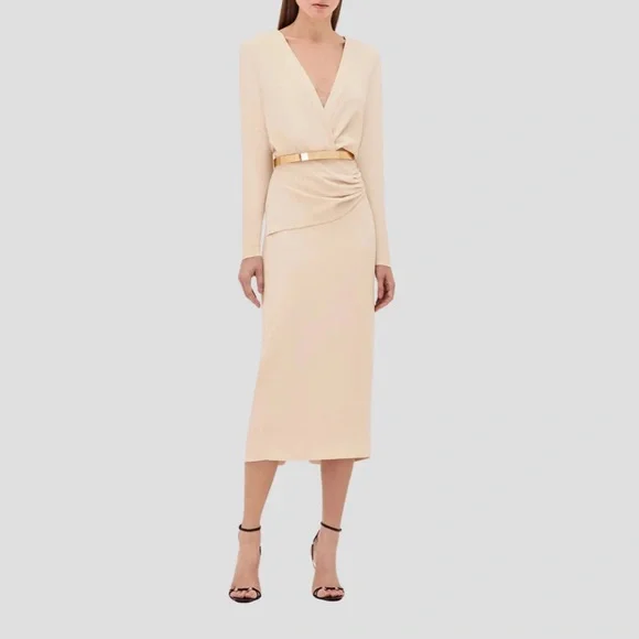 NWT Alexis Beige Fraser Midi Dress - Picture 11 of 12